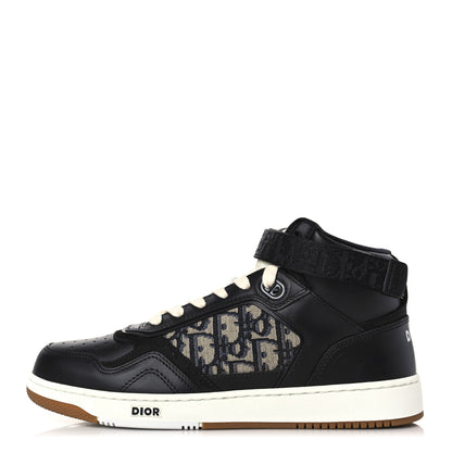 Christian Dior Smooth Calfskin Jacquard Oblique Mens B27 Mid Top Sneakers 41 Black Blue 1 of 9