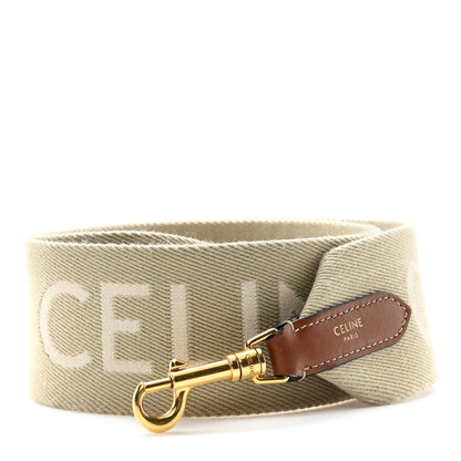 Celine Jacquard Wool Logo Short Strap Beige White 1 of 4