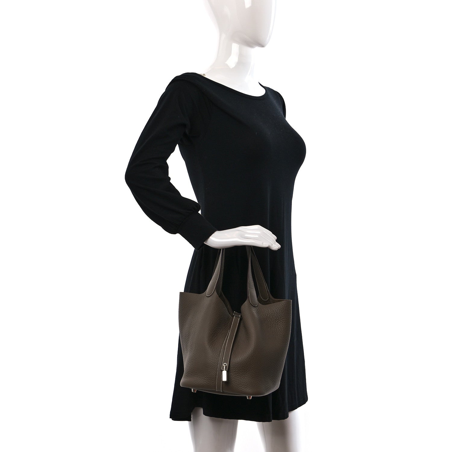 Hermes Taurillon Clemence Picotin Lock 22 MM Etoupe 2 of 9