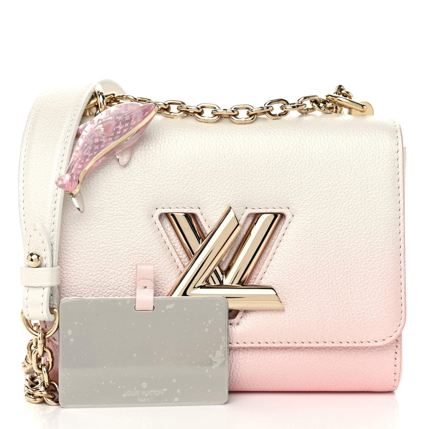 Calfskin Twist Chain Shoulder Bag PM Shaded Pink