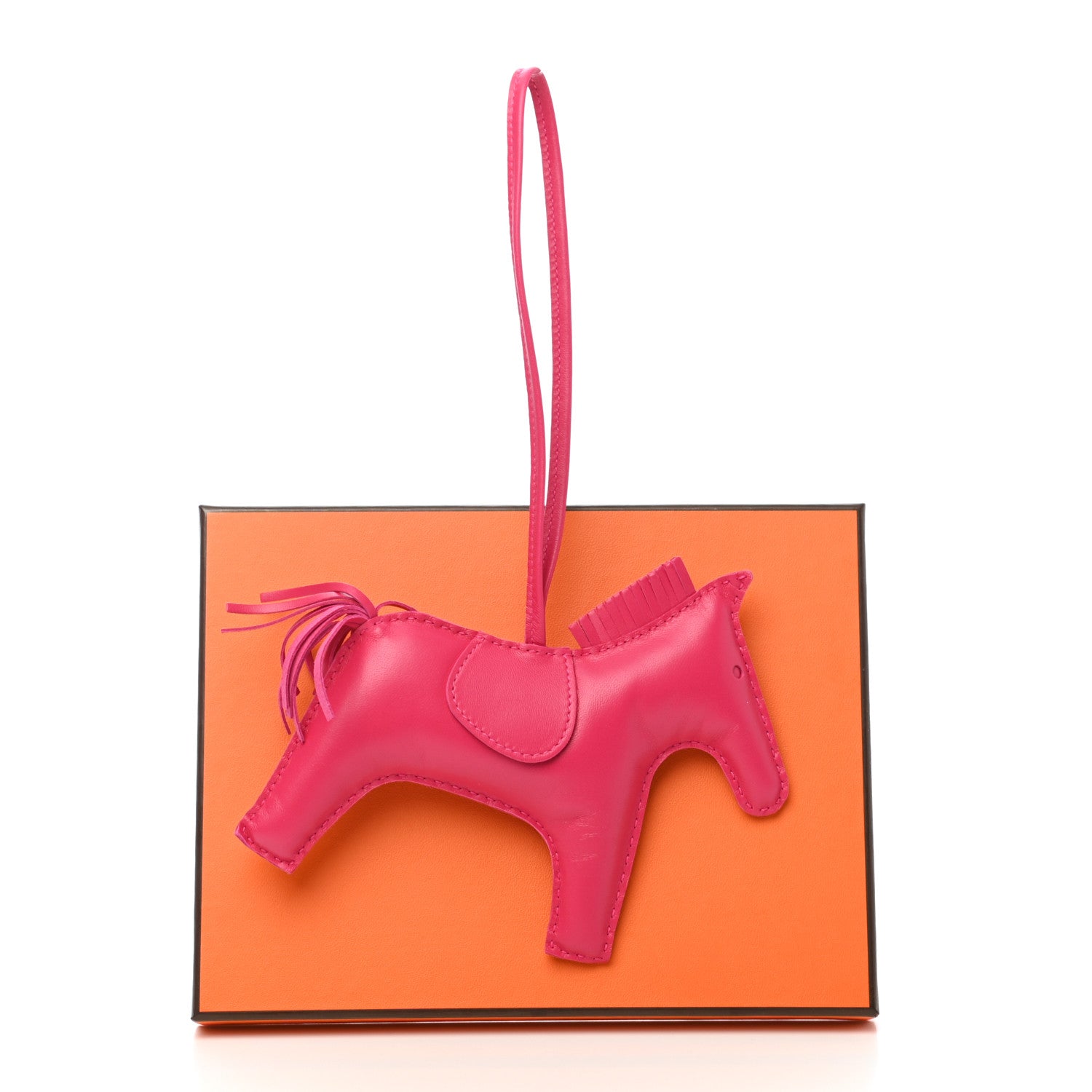 Hermes Milo Lambskin Grigri Rodeo Horse Bag Charm GM Rose Mexico 4 of 4
