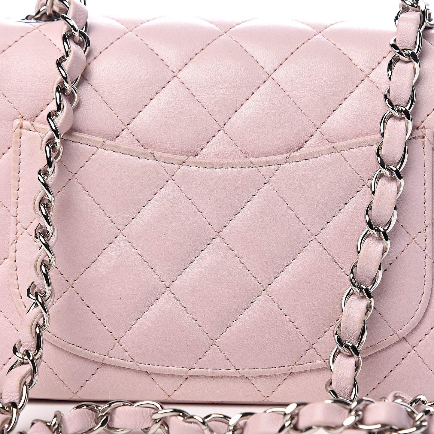 Lambskin Quilted Mini Square Flap Light Pink