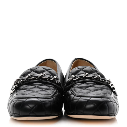 Chanel Lambskin Quilted Womens Chain CC Loafers 36 Black 2 of 4