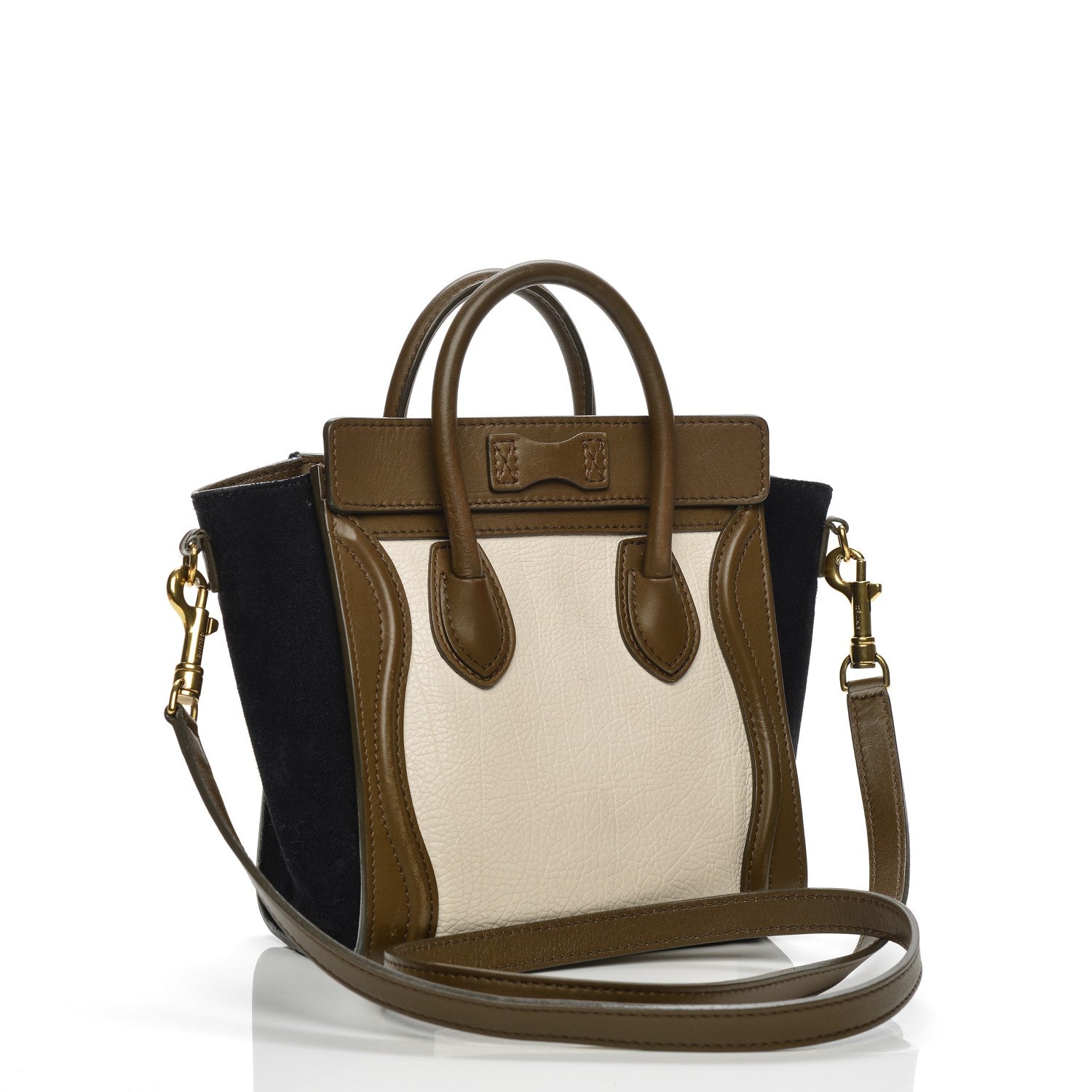 Celine Calfskin Suede Nano Tri-Color Luggage Cream 3 of 8
