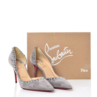 Christian Louboutin Veau Velours Irishell 85 Pumps 38 Storm Gun Metal 8 of 8