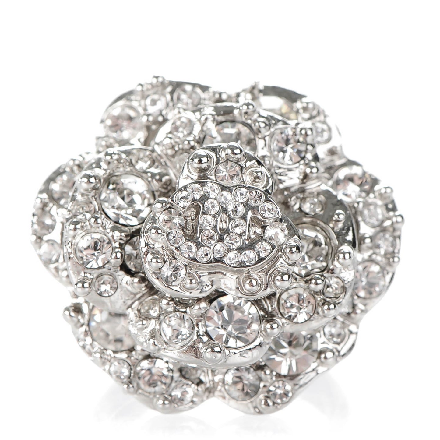 Strass CC Camellia Ring 6.5 Silver