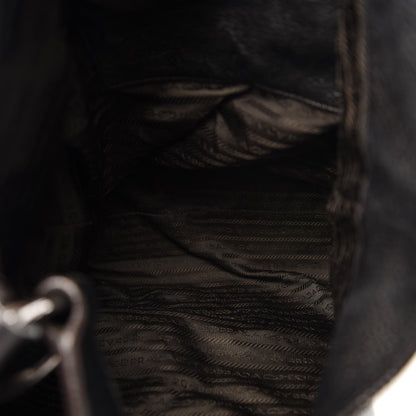 Prada Metallic Vitello Daino Hobo Dark Grey 5 of 15