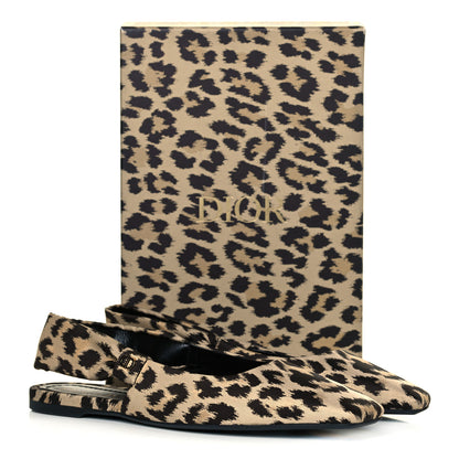Christian Dior Nylon Leopard Print Mizza Slingback Flat 41 Beige Multicolor 7 of 7