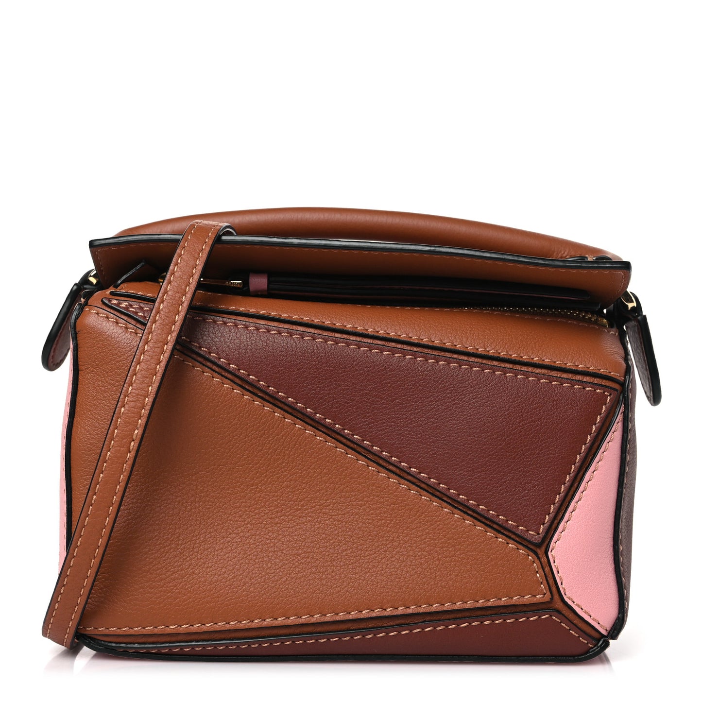Calfskin Mini Puzzle Bag Tan Medium Pink