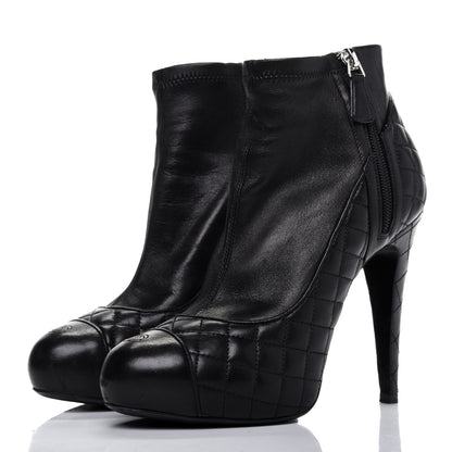Chanel Lambskin Quilted CC Booties 39 Black 3 of 12