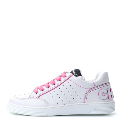 Chanel Calfskin Womens Logo Sneakers 36 White Pink 1 of 8