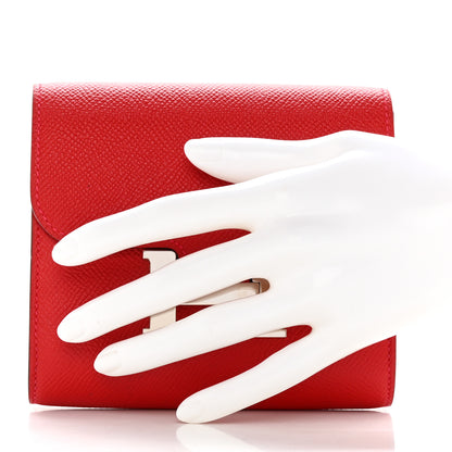 Hermes Epsom Constance Compact Passant Wallet Rouge Casaque 2 of 8