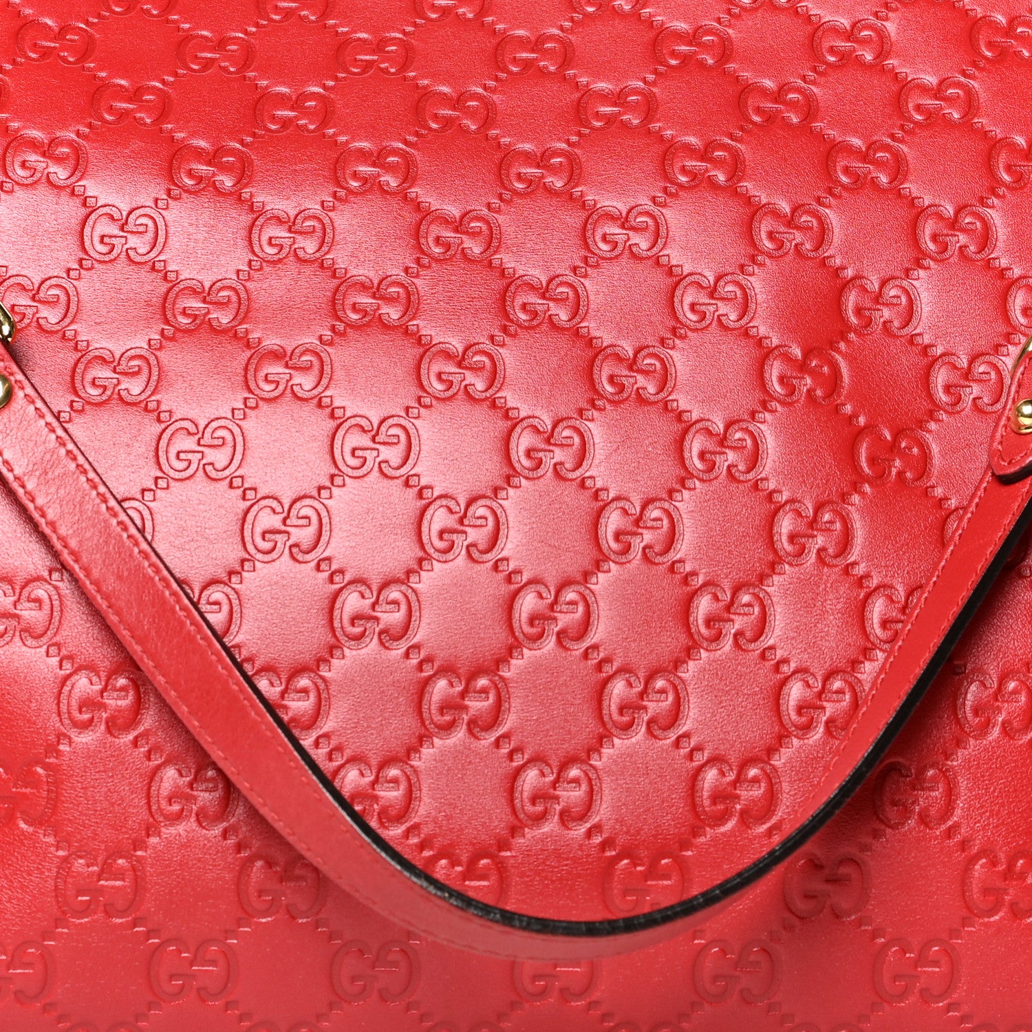 Gucci Soft Guccissima Signature Large Shoulder Tote Bag Hibiscus Red 8 of 10