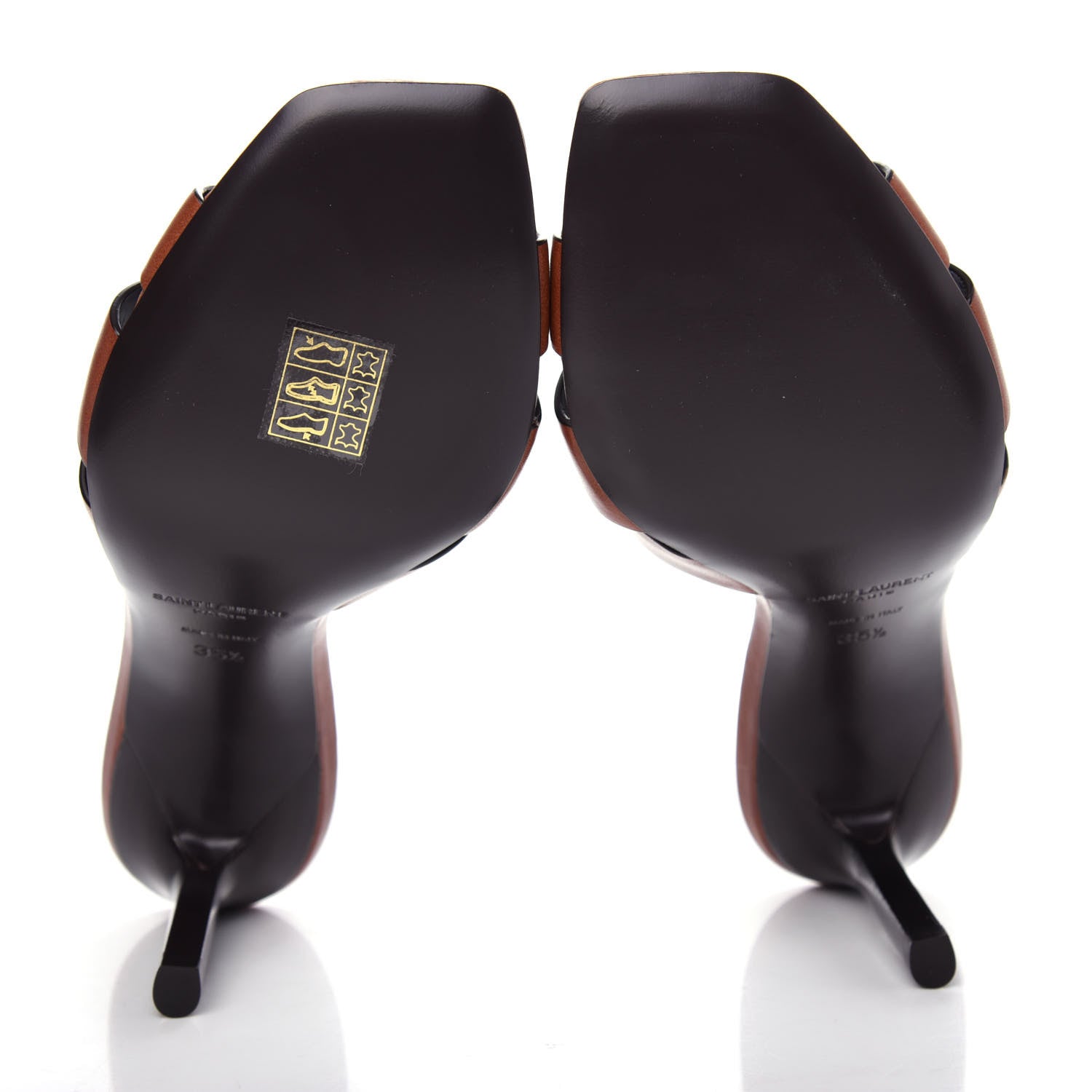 Saint Laurent Calfskin Tribute 85 Slide Sandals 35.5 Amber 6 of 11