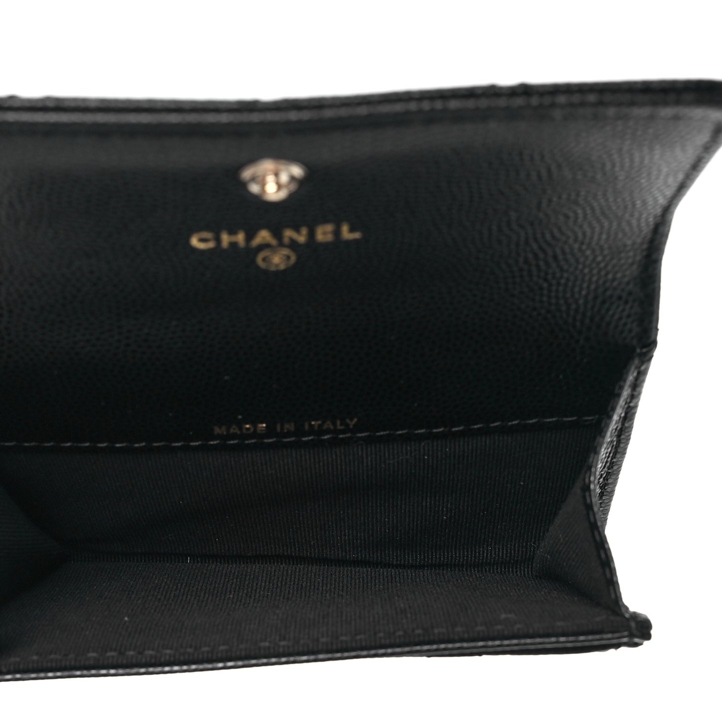 Caviar Quilted Crystal CC Flap Card Holder Black