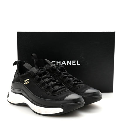 Chanel Velvet Calfskin Mixed Fibers CC Sneakers 37 Black 10 of 10