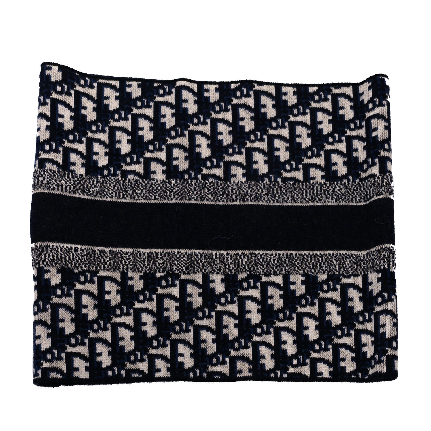 Wool Cashmere Reversible Oblique Snood Blue White