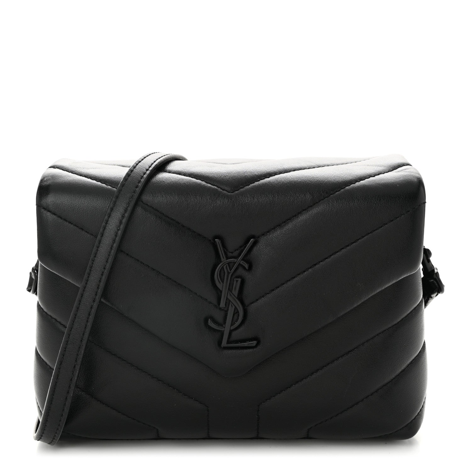 Saint Laurent Calfskin Y Quilted Monogram Monochrome Toy Loulou Crossbody Bag Black 1 of 12