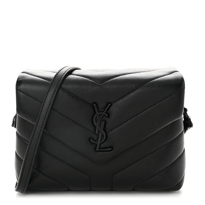 Saint Laurent Calfskin Y Quilted Monogram Monochrome Toy Loulou Crossbody Bag Black 1 of 12