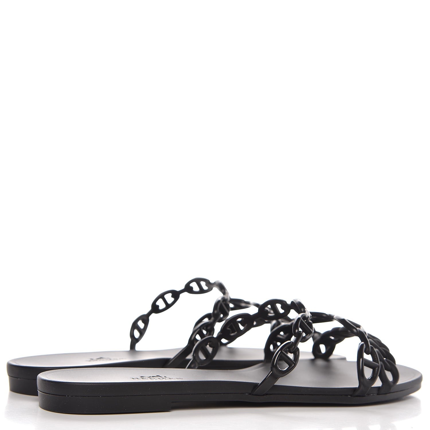 Hermes Rubber Chaine d'Ancre Rivage Sandals 38 Black 4 of 7