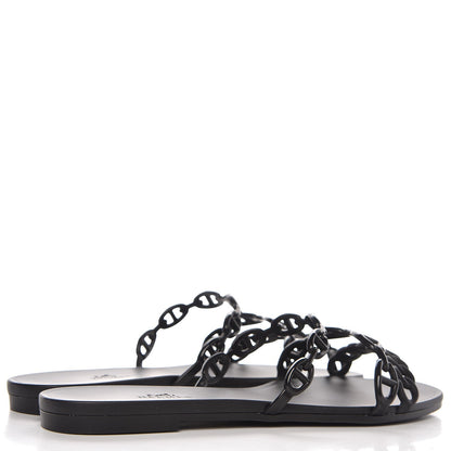 Hermes Rubber Chaine d'Ancre Rivage Sandals 38 Black 4 of 7