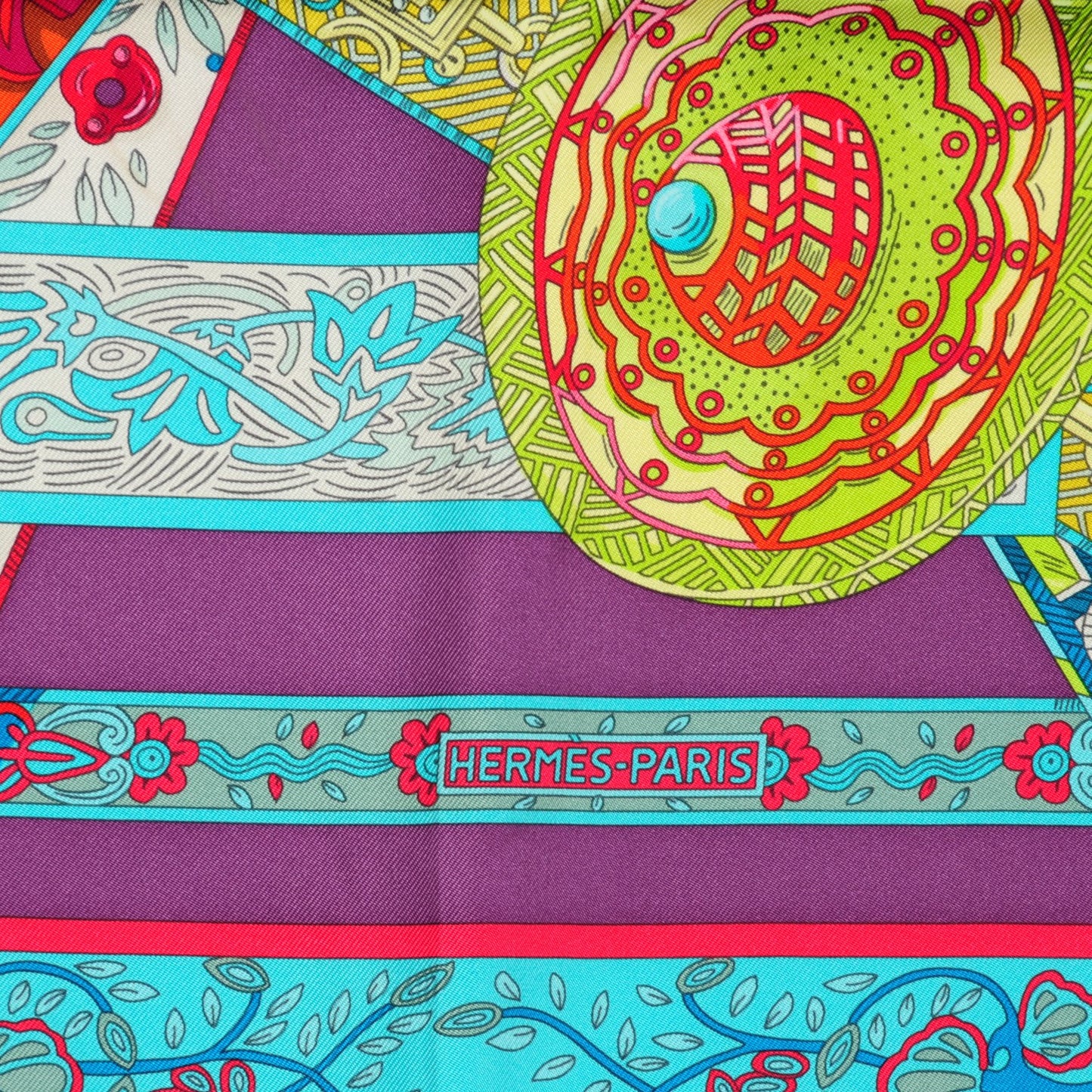 Silk Le Songe De La Licorne Scarf 90 Bleu Klein Parme Turquoise