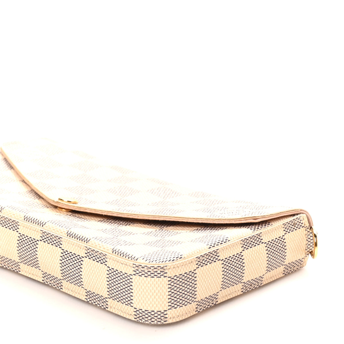 Damier Azur Pochette Felicie Chain Wallet Rose Ballerine