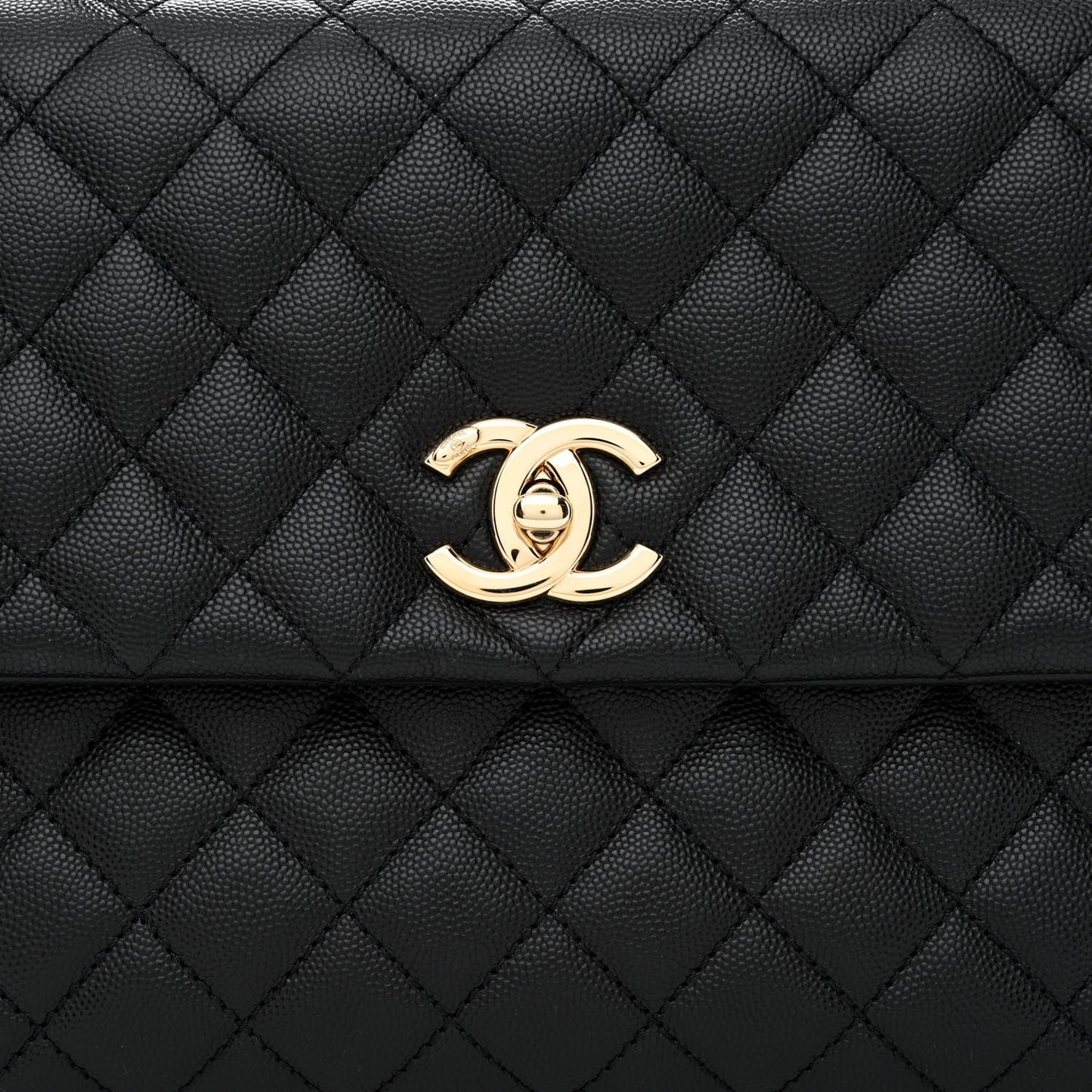 Caviar Quilted Medium Coco Handle Flap Black