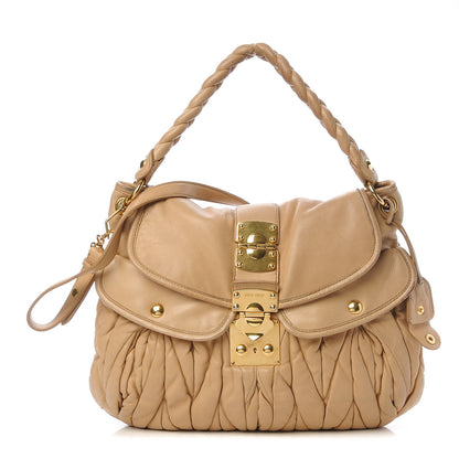 Miu Miu Nappa Matelasse Coffer Hobo Beige 1 of 16