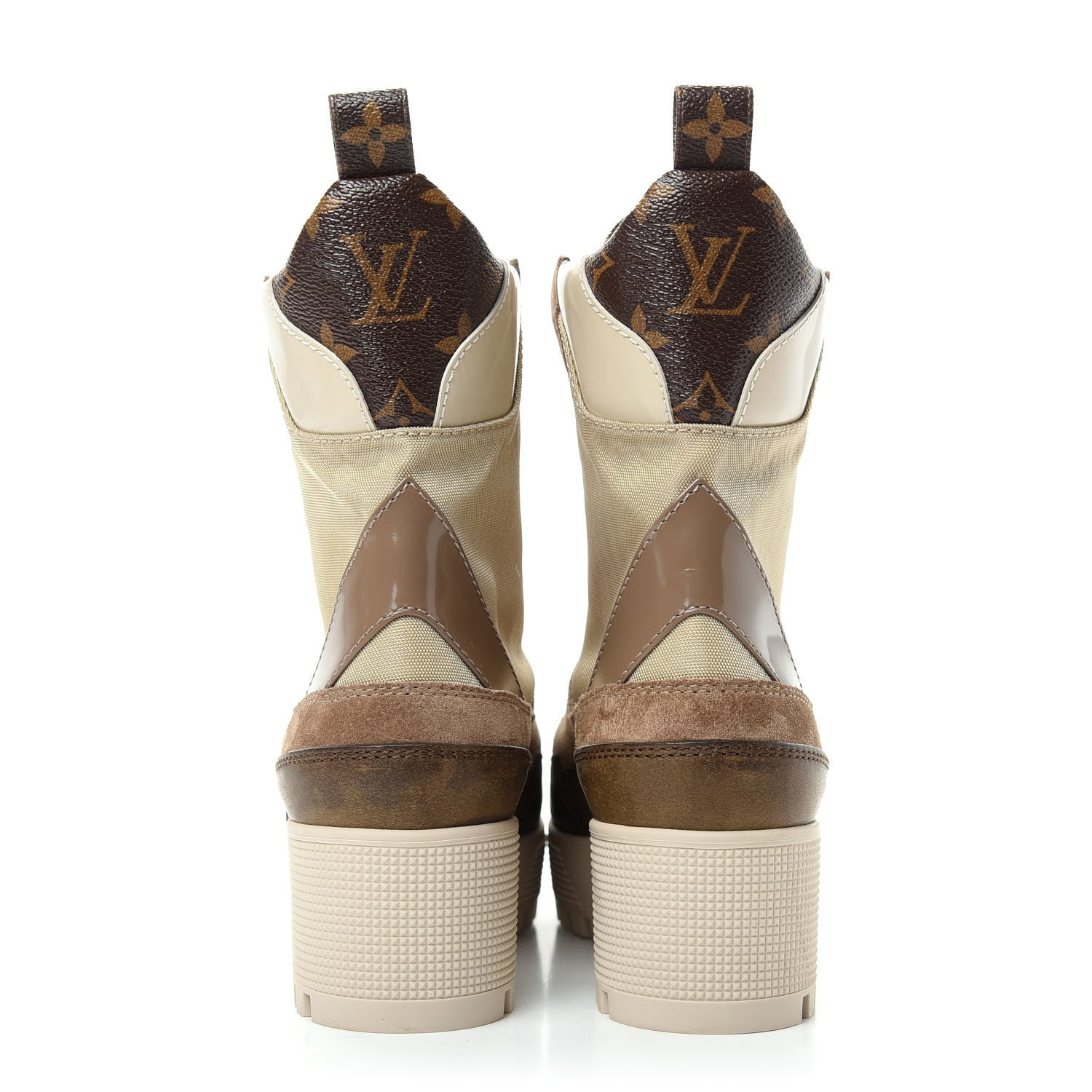 Louis Vuitton Suede Calfskin Monogram Laureate Platform Desert Boots 37 Beige 7 of 12