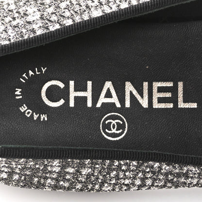 Chanel Fantasy Fabric Grosgrain CC Mocassin Loafers 37.5 Silver Black 7 of 9
