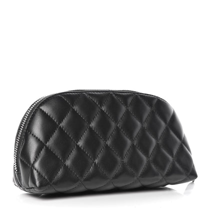 Chanel Lambskin Quilted Cosmetic Case Black 3 of 9