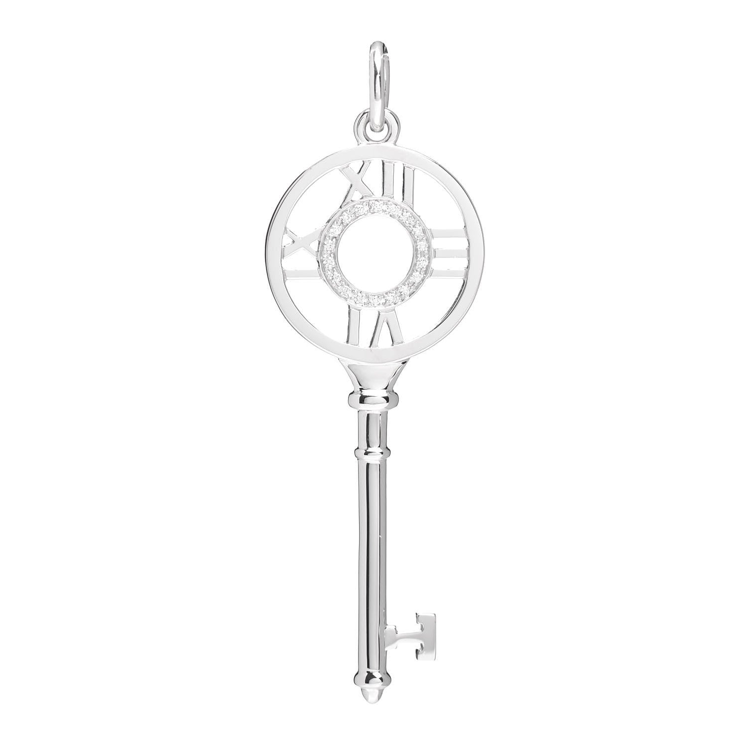 Tiffany 18K White Gold Diamond Atlas Key Pendant 1 of 3