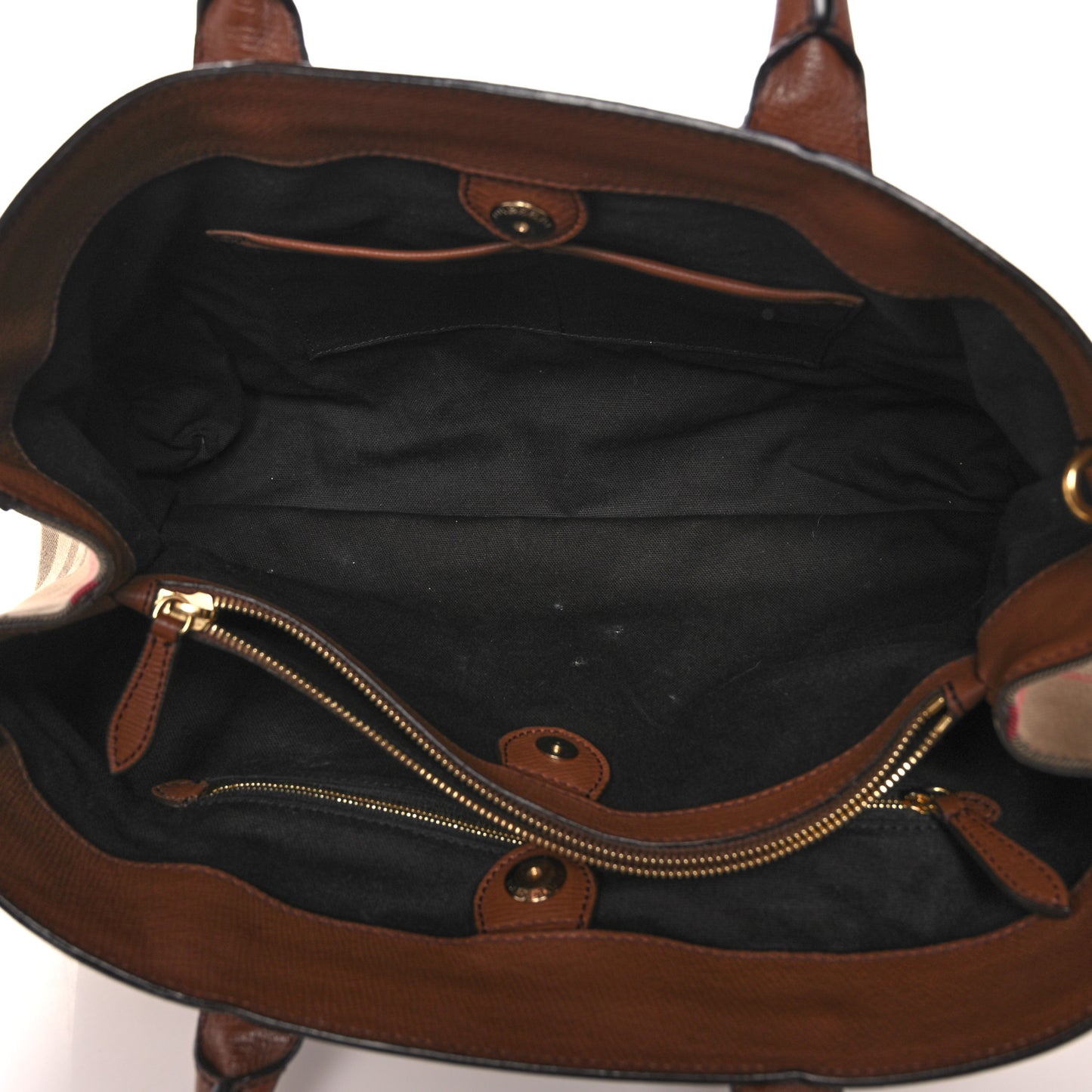 Grainy Calfskin House Check Medium Banner Tote Tan