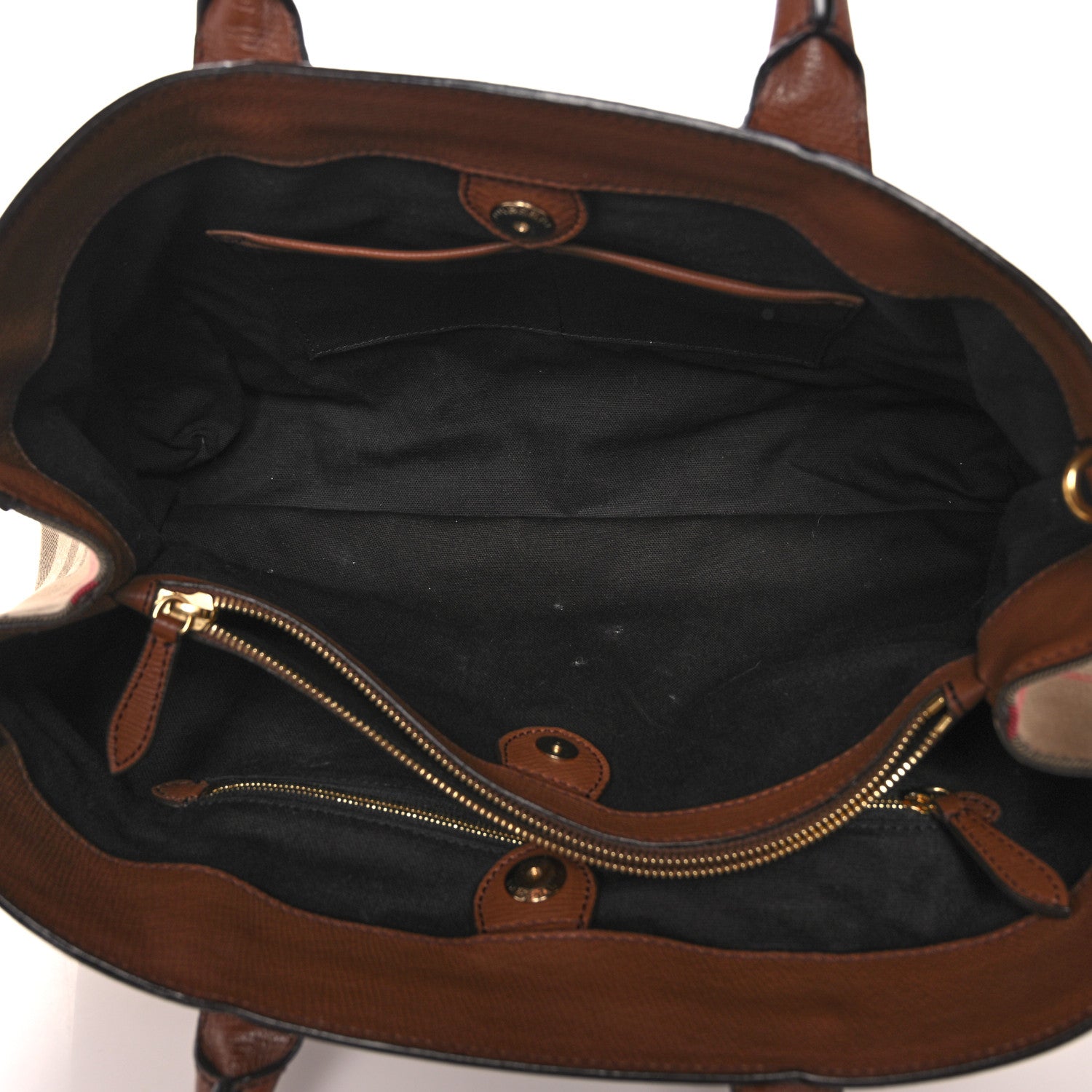 Burberry Grainy Calfskin House Check Medium Banner Tote Tan 5 of 11
