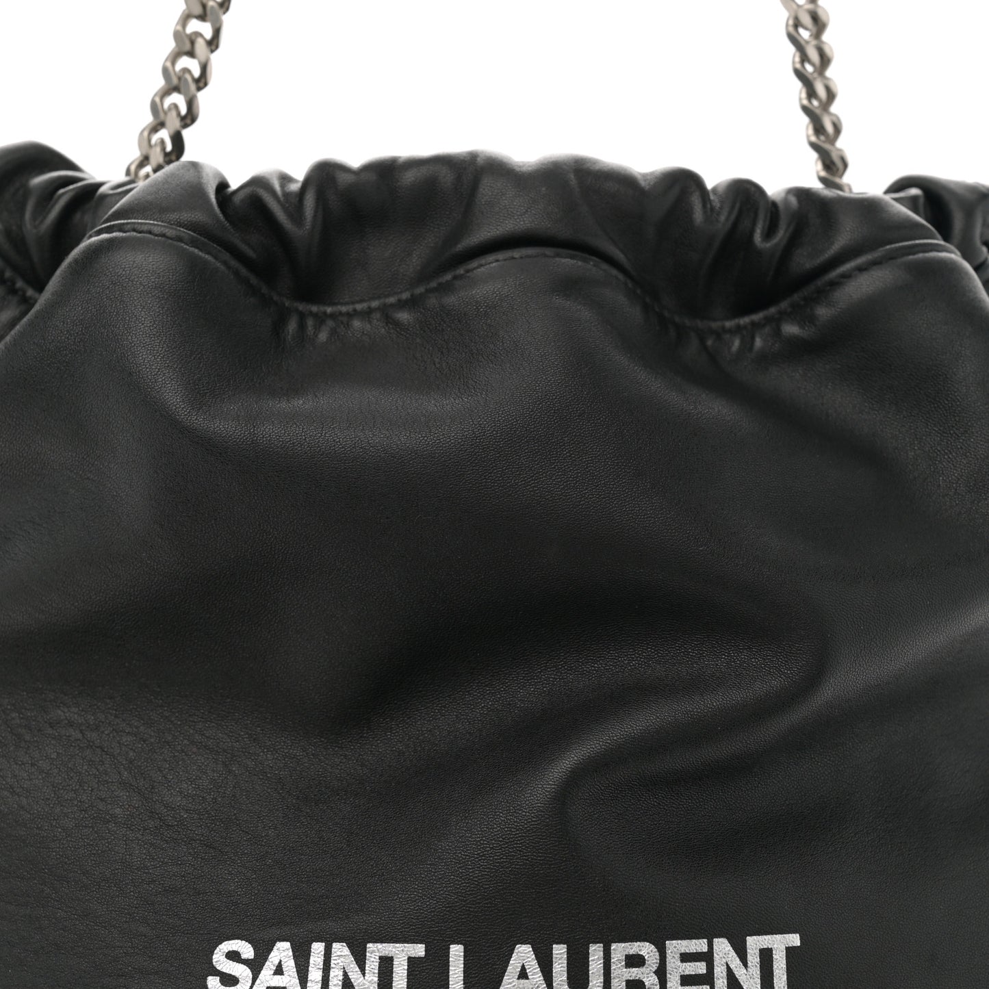 Lambskin Teddy Drawstring Bag Black