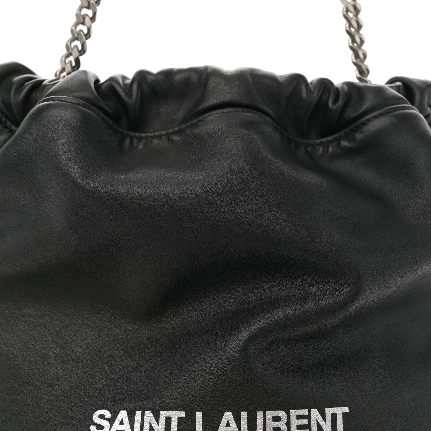 Saint Laurent Lambskin Teddy Drawstring Bag Black 9 of 12