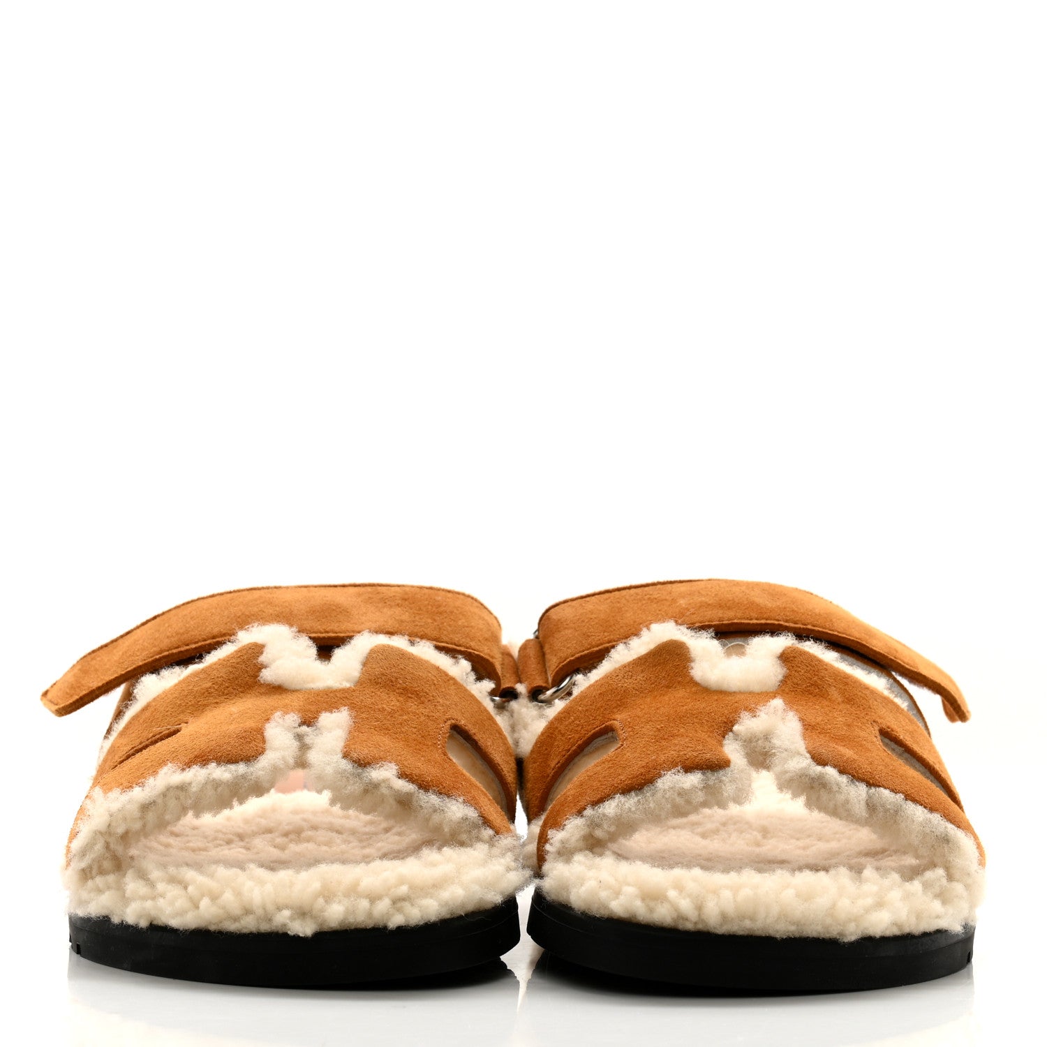 Hermes Suede Goatskin Woolskin Womens Chypre Sandals 37 Nude 2 of 7