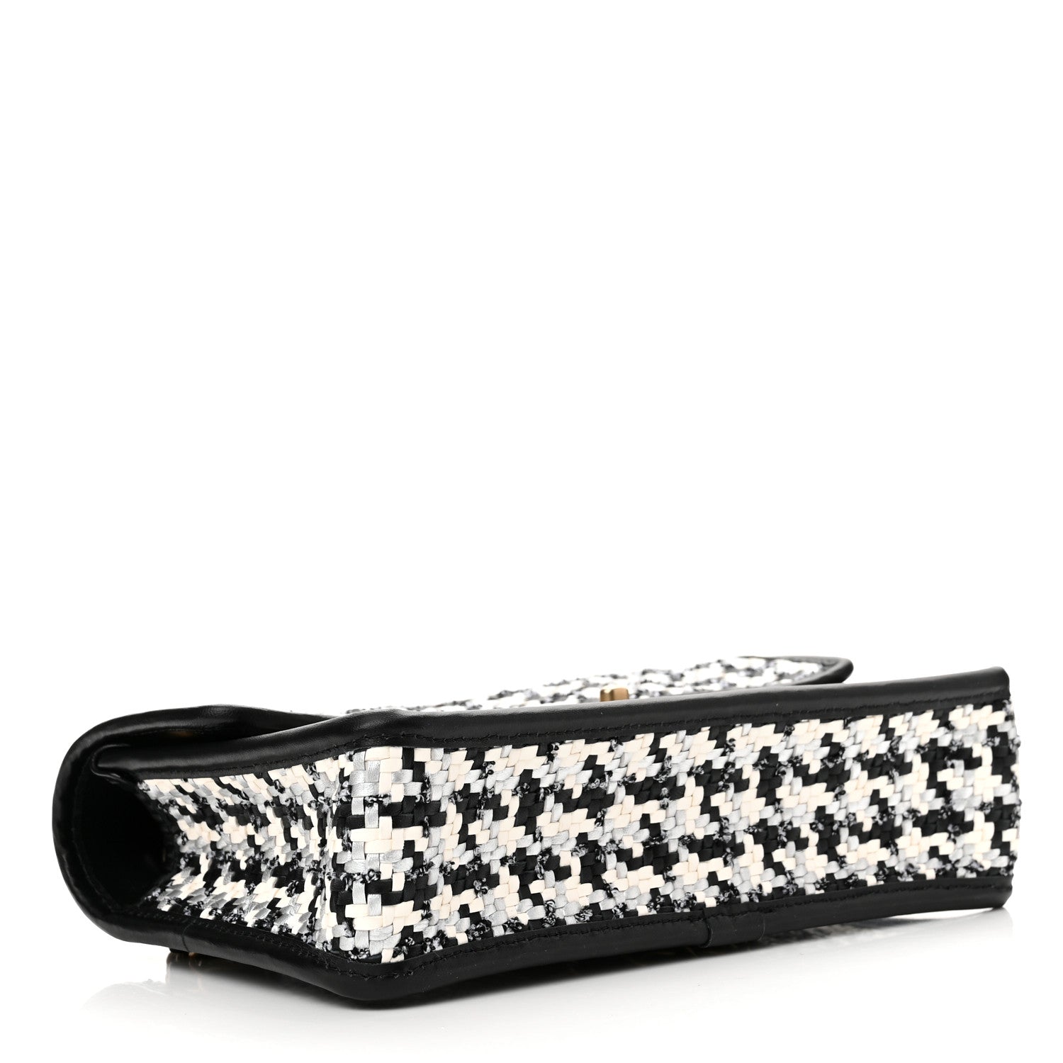 Chanel Metallic Lambskin Viscose Woven Flap Silver Black 4 of 11