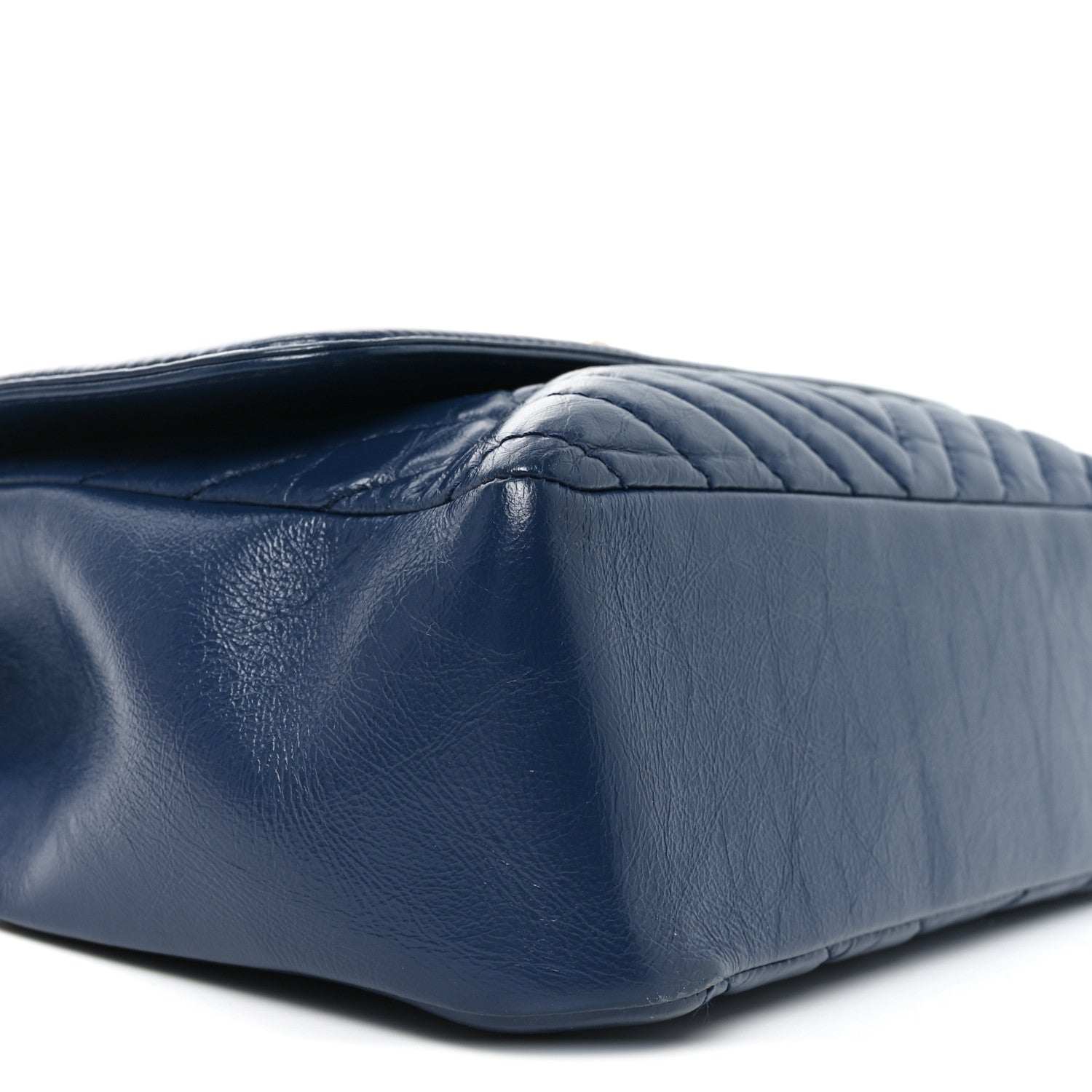 Chanel Calfskin Chevron Quilted Top Handle Flap Navy 9 of 10
