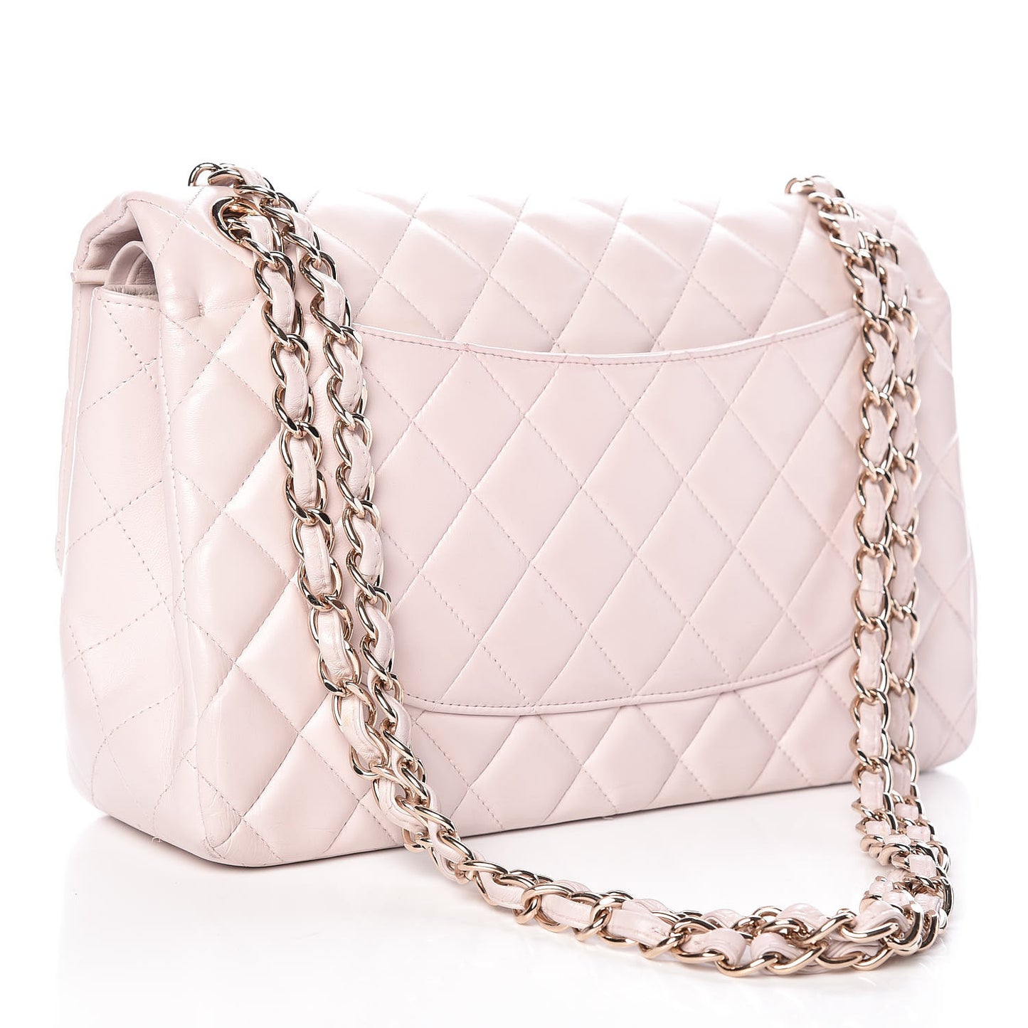 Lambskin Quilted Jumbo Double Flap Light Pink