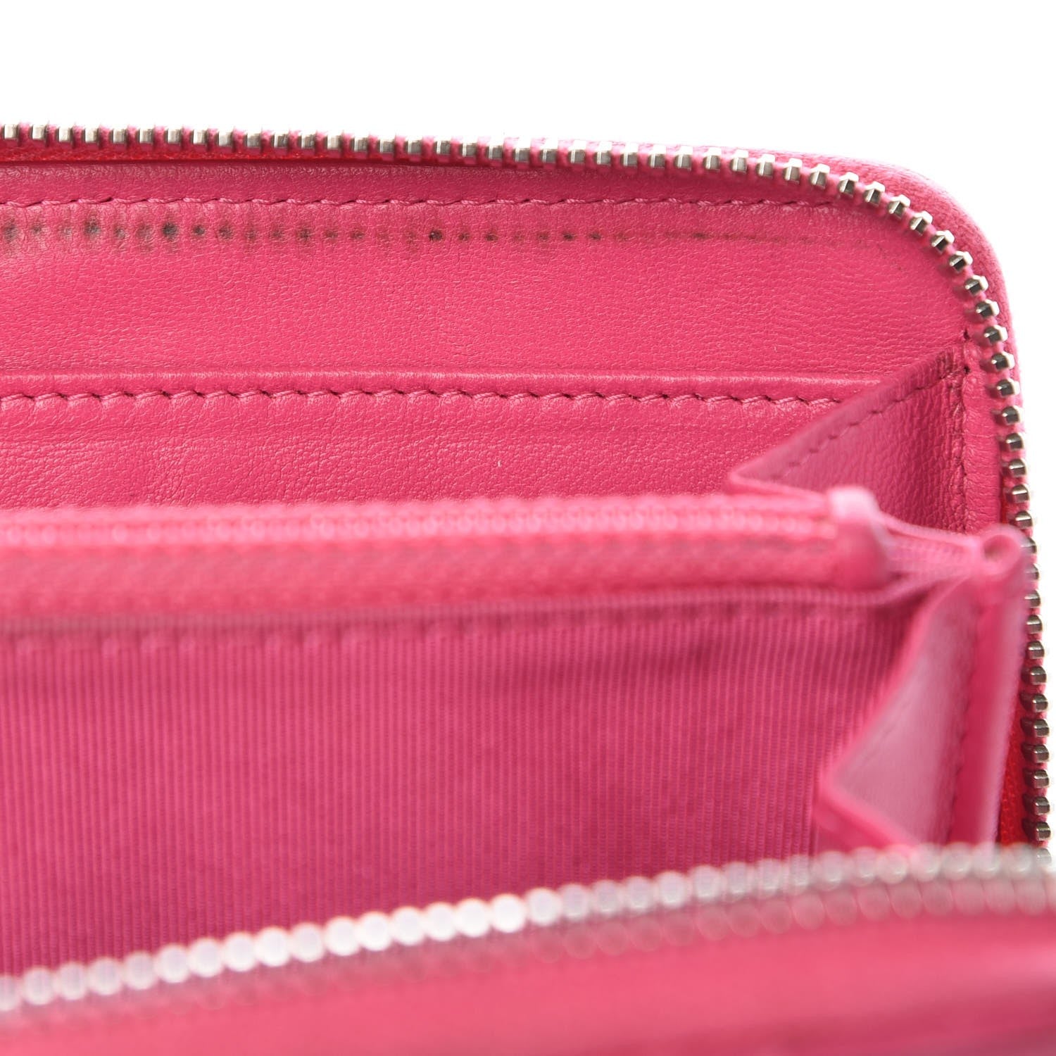 Chanel Lambskin Quilted Large Gusset Zip Around Wallet Pink 14 of 15