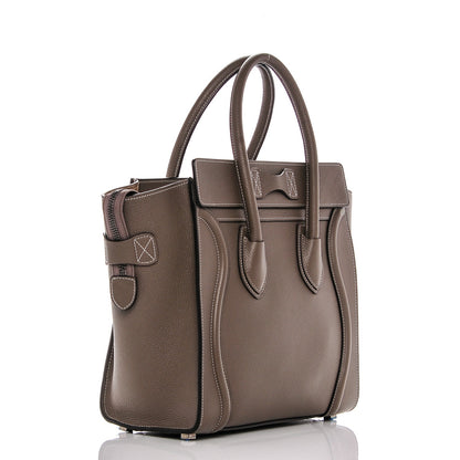 Celine Drummed Calfskin Micro Luggage Souris 3 of 8