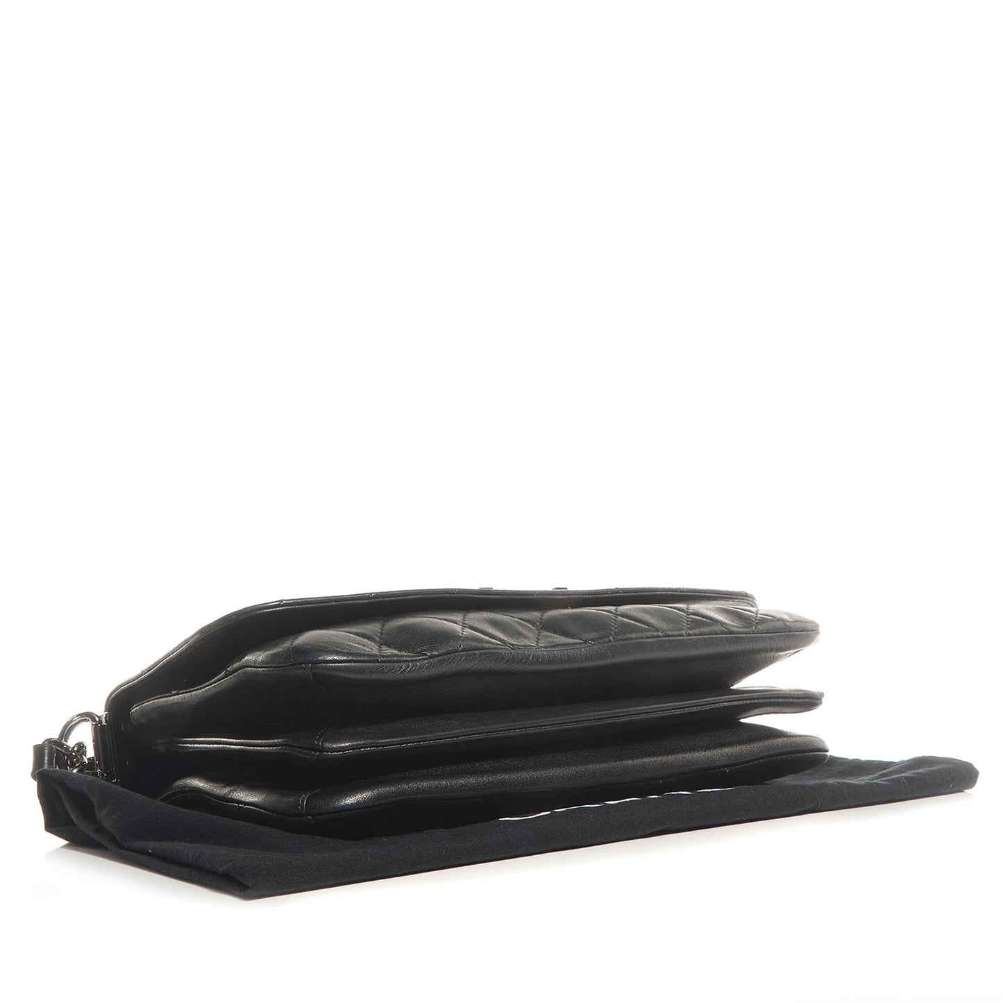 Lambskin Quilted Soft Boy Flap Black