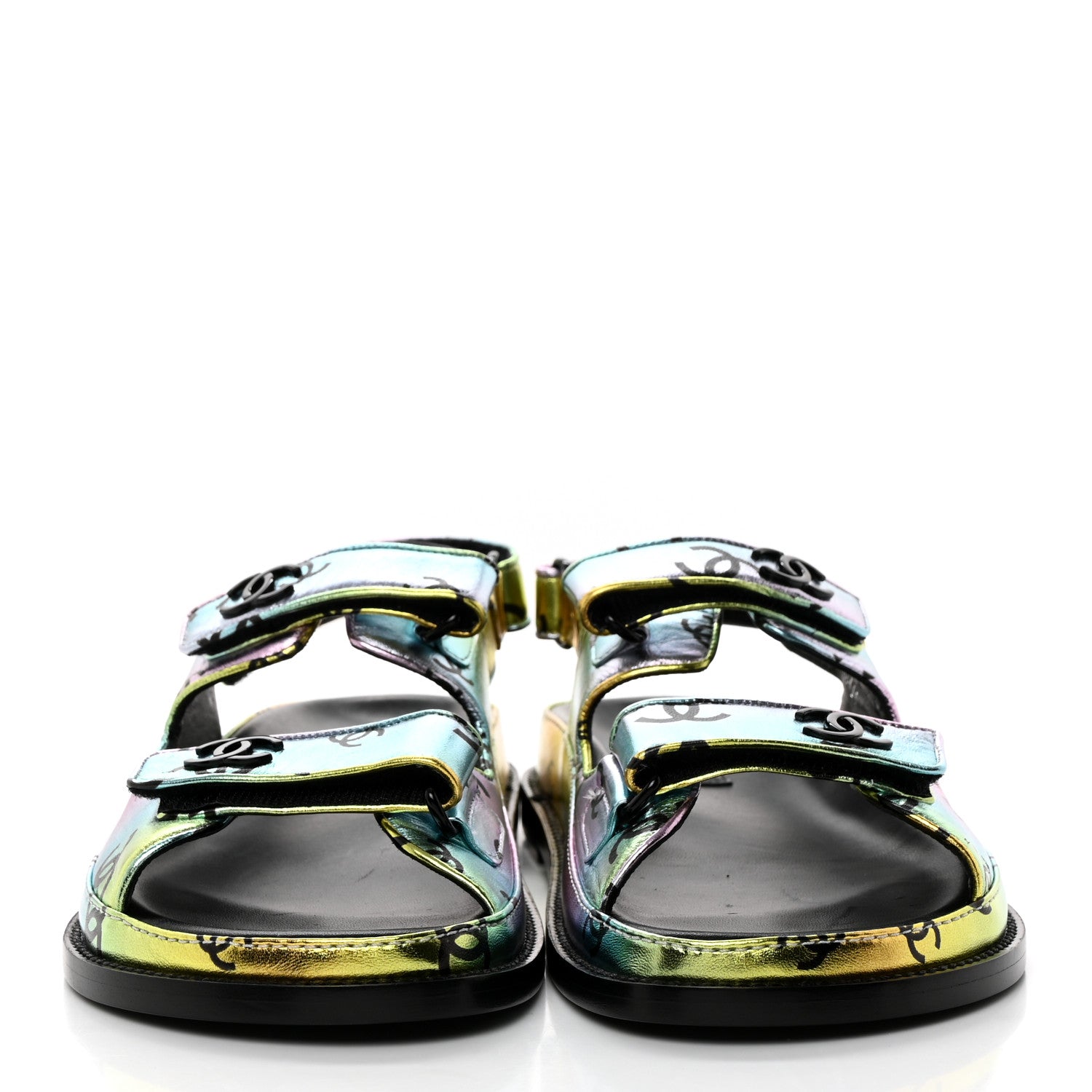 Chanel Laminated Lambskin Printed CC Dad Sandals 40 Multicolor 2 of 9