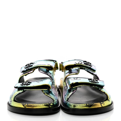 Chanel Laminated Lambskin Printed CC Dad Sandals 40 Multicolor 2 of 9