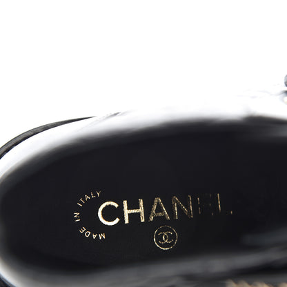 Chanel Shiny Lambskin Quilted Lace Up Combat Boots 39 Black 9 of 10