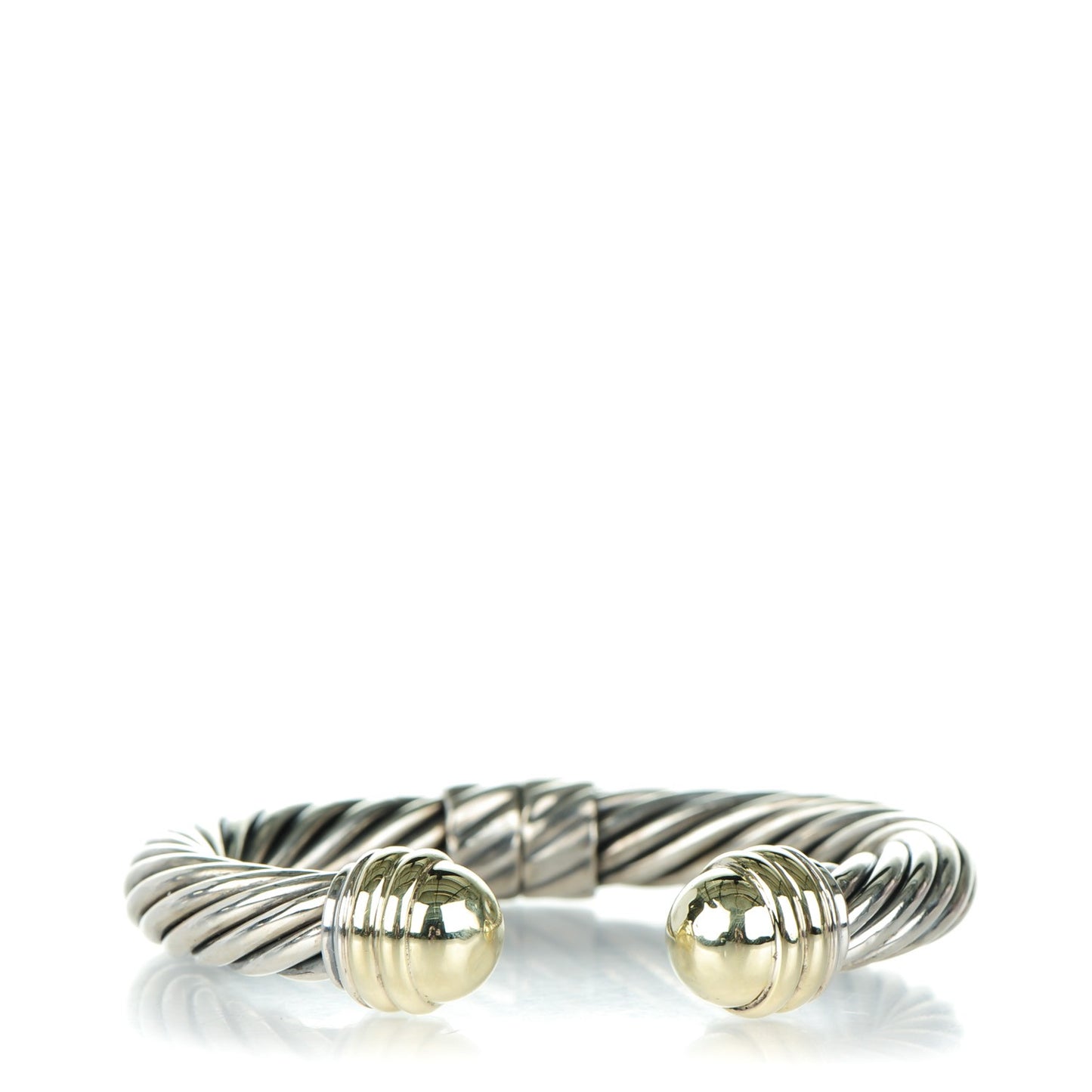 Sterling Silver 14K Yellow Gold 10mm Cable Classics Bracelet