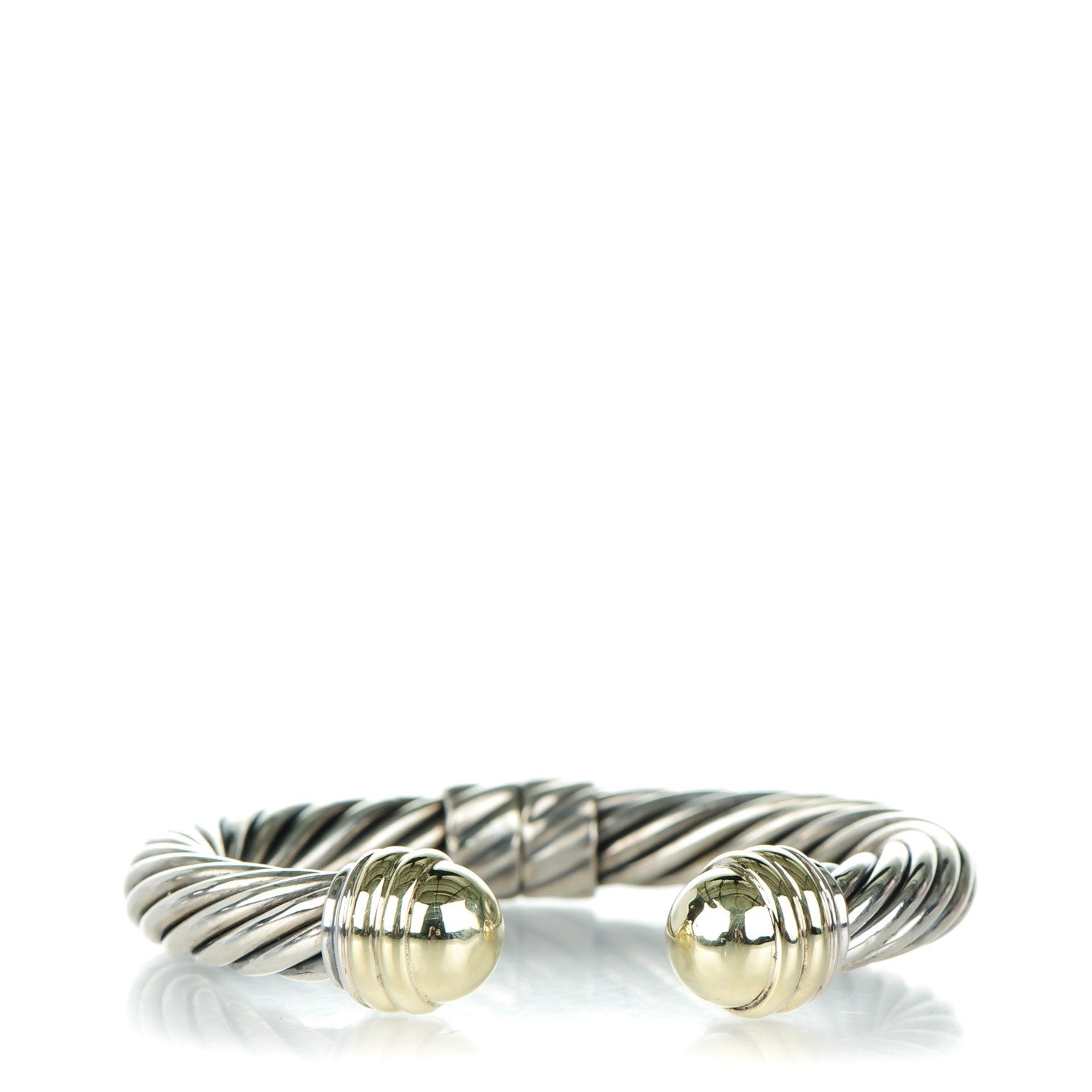 David Yurman Sterling Silver 14K Yellow Gold 10mm Cable Classics Bracelet 1 of 4