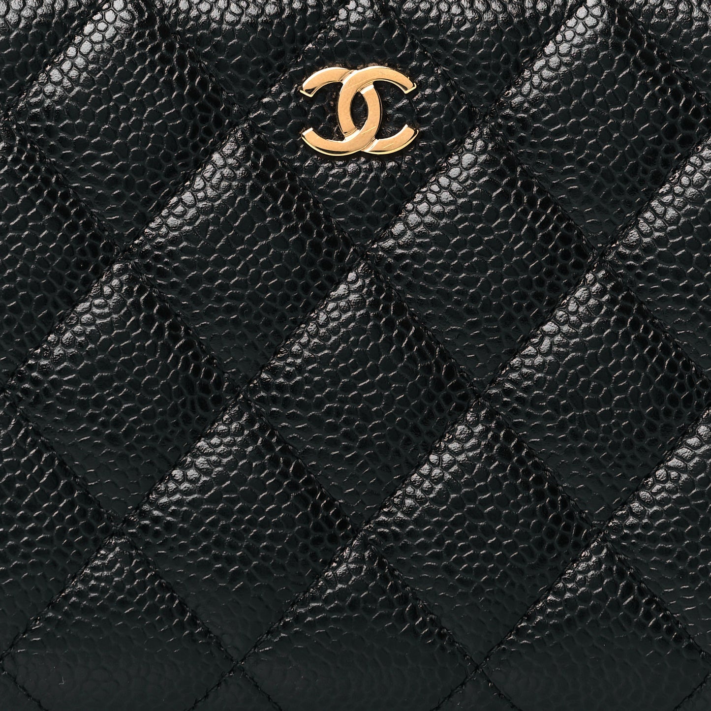 Caviar Quilted Large Gusset Zip Around Wallet Black